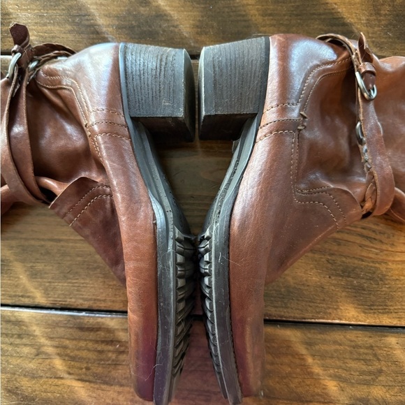 Donna Carolina Italian LEATHER booties. Size 40.5 EU. 9 US Brown COWBOY STYLE - Picture 6 of 11
